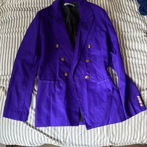 Zara Purple Double-Breasted Blazer with Gold Buttons size S NEVER USED